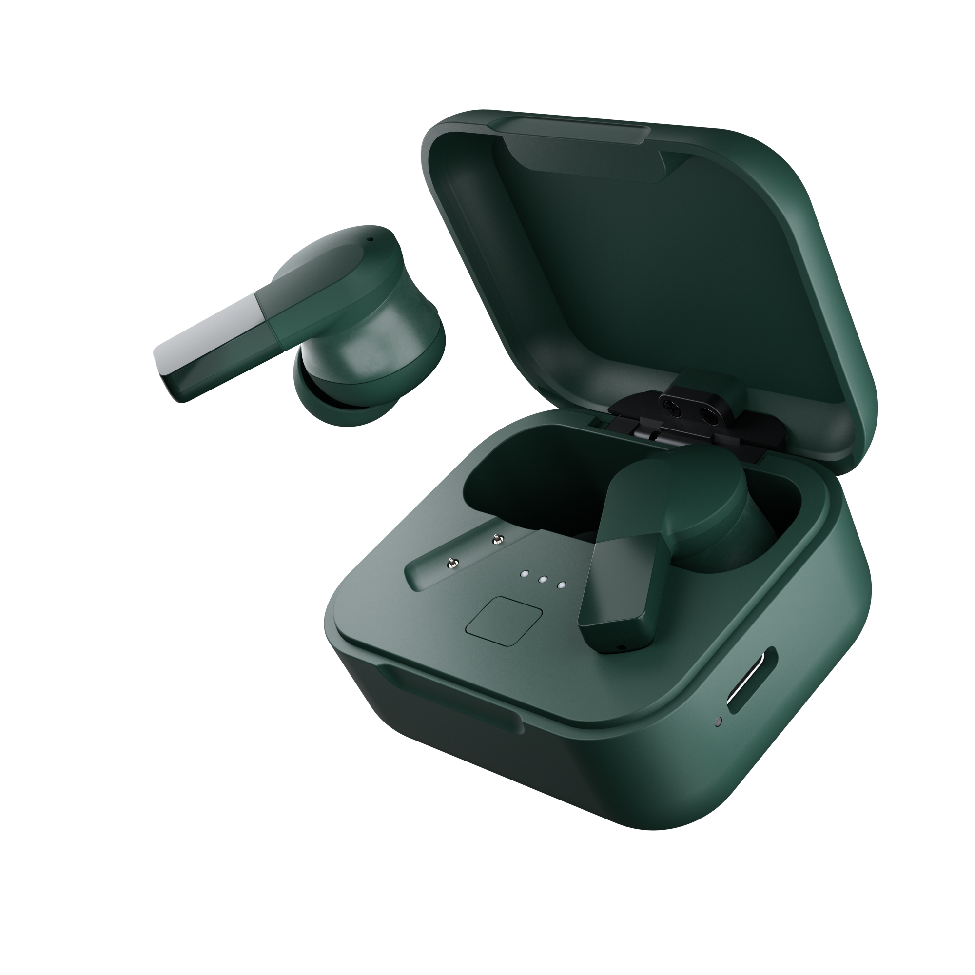 photo-of-Fairbuds-2-forest-green-earbuds-and-case